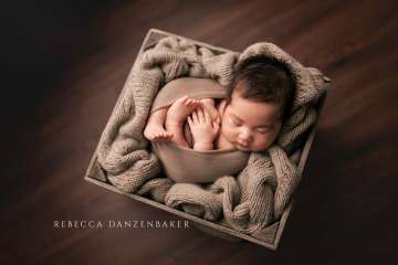 6-week-old baby portrait in photo studio