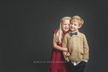 Studio portraits of twin siblings