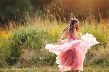 pink dress twirling