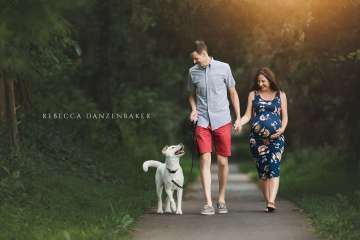 Maternity portrait including dog