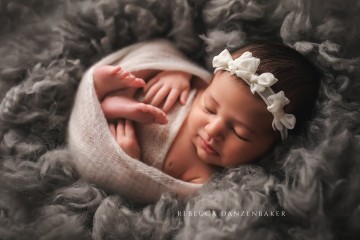 Gray and white props newborn photography