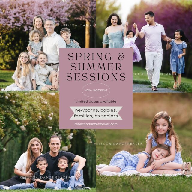 Book your spring and summer photo sessions now! 
rebeccadanzenbaker.com/schedule

Top-left: MARCH
Top-right: APRIL
Bottom-right: JULY
Bottom-left: AUGUST

I'm opening fall dates to returning fall 2024 clients tonight! Remaining fall dates will open to the public on Monday, February 24th. ☺️
#familypictures #familyphotosession #familyphotography #familyphotographer #familyportraits #familyportraitphotographer #rebeccadanzenbaker #rebeccadanzenbakerphotography
@rebeccadanzenbaker